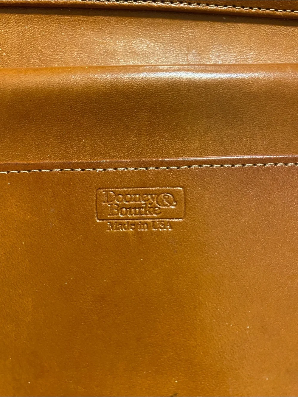 Dooney & Bourke Black/dark Navy Pebbled Leather Wallet with Brown Trim